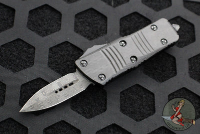 Microtech Mini Troodon OTF Knife- Double Edge- Damascus Blade with Ringed HW 238-16 CFS SN128