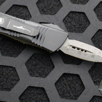 Microtech Mini Troodon OTF Knife- Double Edge- Damascus Blade with Ringed HW 238-16 CFS SN128