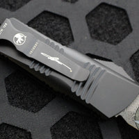 Microtech Mini Troodon OTF Knife- Double Edge- Damascus Blade with Ringed HW 238-16 CFS SN128