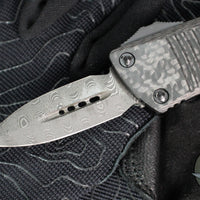 Microtech Mini Troodon OTF Knife- Double Edge- Damascus Blade with Ringed HW 238-16 CFS SN168