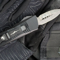 Microtech Mini Troodon OTF Knife- Double Edge- Damascus Blade with Ringed HW 238-16 CFS SN168