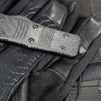 Microtech Mini Troodon OTF Knife- Double Edge- Damascus Blade with Ringed HW 238-16 CFS SN168