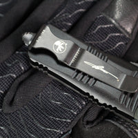 Microtech Mini Troodon OTF Knife- Double Edge- Damascus Blade with Ringed HW 238-16 CFS SN168