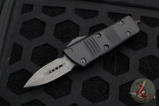 Microtech Mini Troodon OTF Knife- Double Edge- Black Handle- Damascus Blade with Ringed HW 238-16 SN129