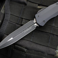 Microtech 2018 Cypher- Smooth Body- Double Edge- Black Handle- Black Plain Edge Blade 242S-1 T