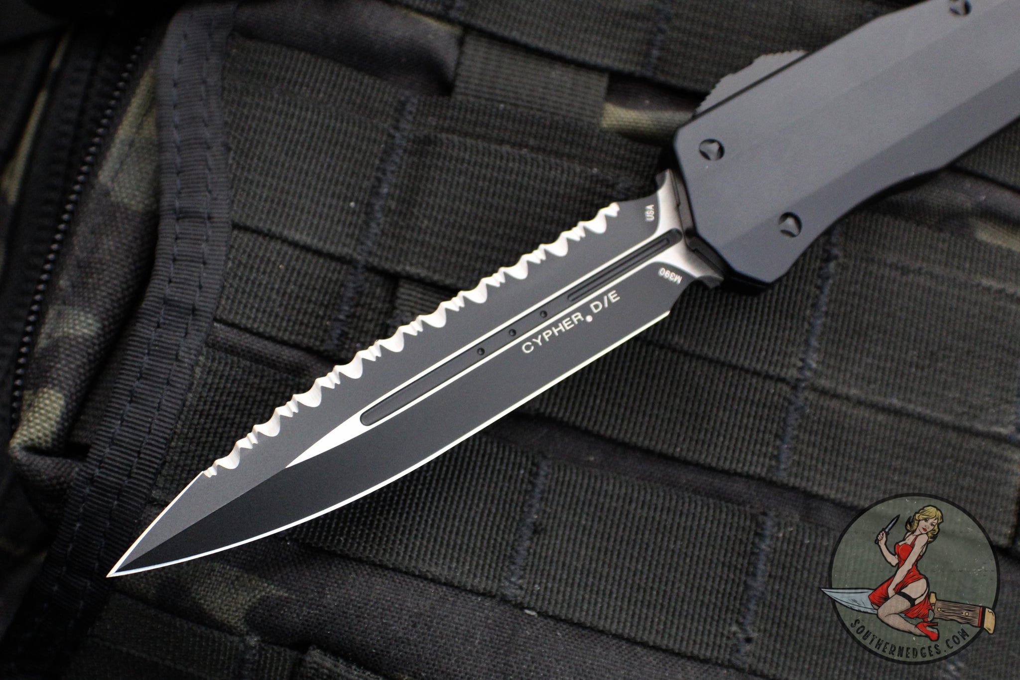 Microtech 2018 Cypher- Smooth Body- Tactical- Double Edge- Black Handl ...