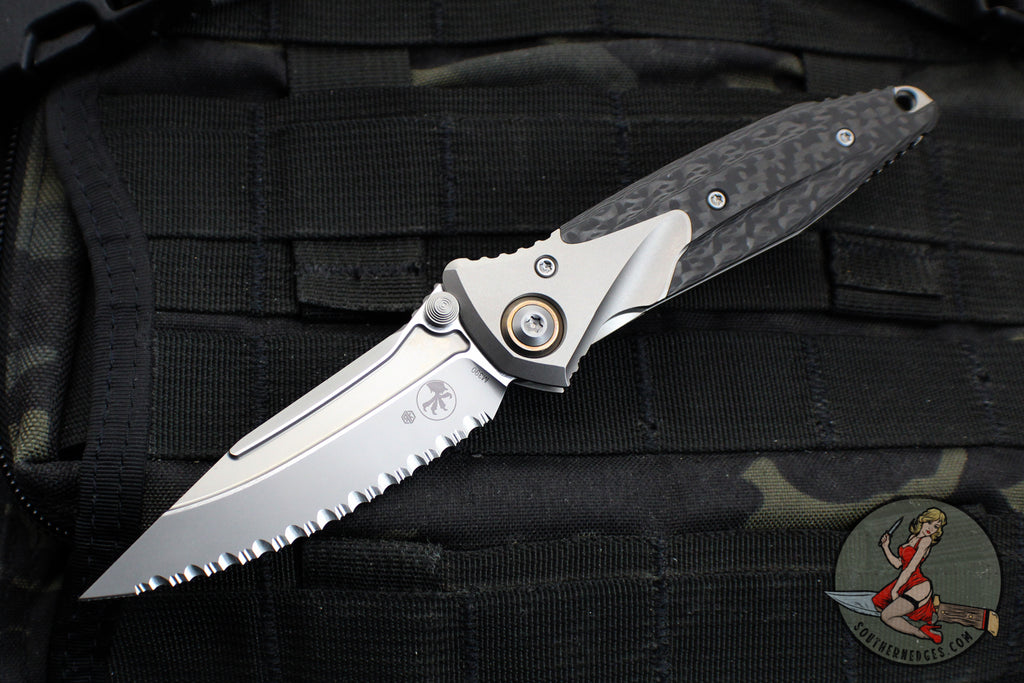 Microtech Socom Bravo- MINI- Single Edge- Bead Blast Finish Titanium H ...