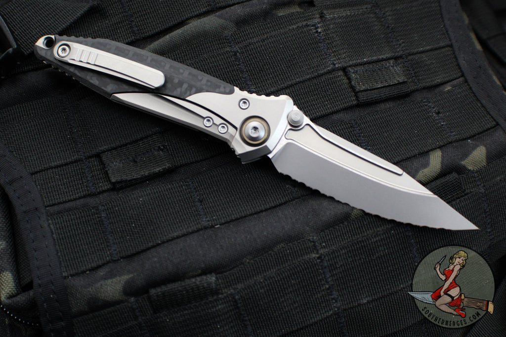 Microtech Socom Bravo- MINI- Single Edge- Bead Blast Finish Titanium H ...