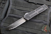 Microtech Scarab II OTF Knife- Shadow- Single Edge- Black Handle- Black DLC Full Serrated Blade and DLC HW 278-3 DLCTSH 2021