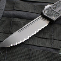 Microtech Scarab II OTF Knife- Shadow- Single Edge- Black Handle- Black DLC Full Serrated Blade and DLC HW 278-3 DLCTSH 2021