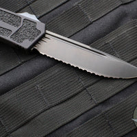 Microtech Scarab II OTF Knife- Shadow- Single Edge- Black Handle- Black DLC Full Serrated Blade and DLC HW 278-3 DLCTSH 2021