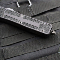 Microtech Scarab II OTF Knife- Shadow- Single Edge- Black Handle- Black DLC Full Serrated Blade and DLC HW 278-3 DLCTSH 2021