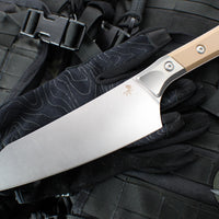Microtech Cutlery- Chef 8"- Bead Blast Titanium Bolster- Coyote Tan G-10 Handle- Stonewash Blade 3000B-10 CE