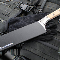 Microtech Cutlery- Chef 8"- Bead Blast Titanium Bolster- Coyote Tan G-10 Handle- Stonewash Blade 3000B-10 CE