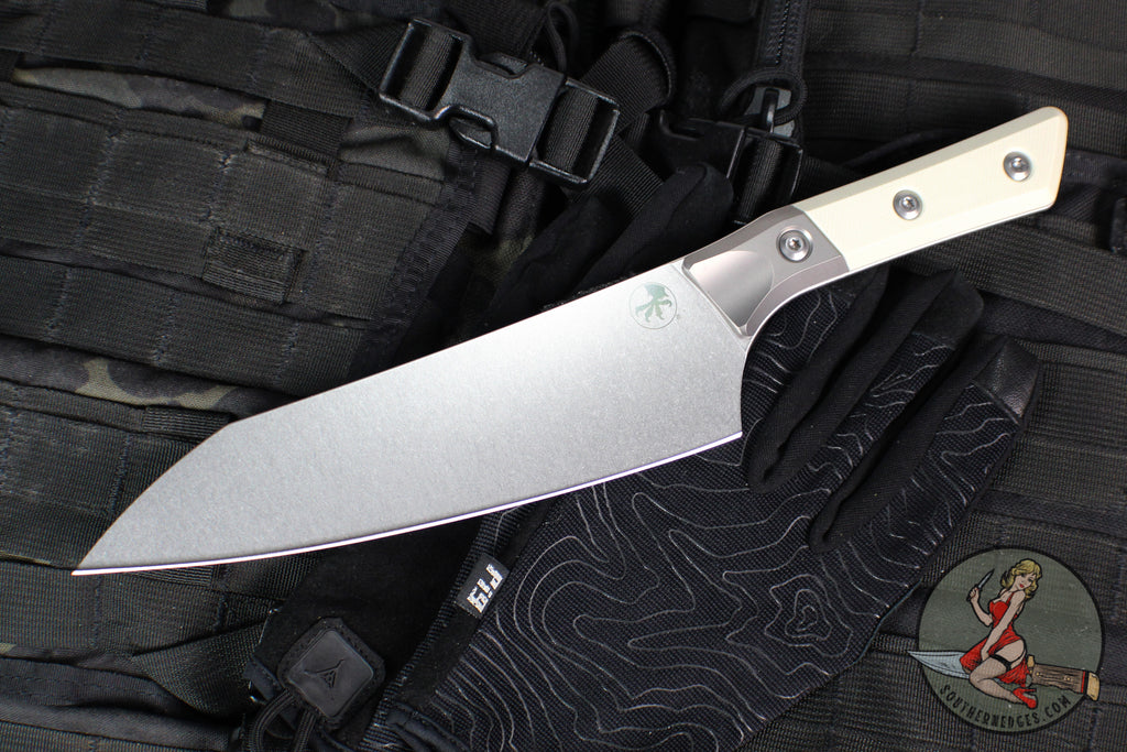 Microtech Cutlery- Chef 8"- Bead Blast Titanium Bolster- Various G-10 Handles- Stonewash Blade 3000B-10