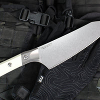 Microtech Cutlery- Chef 8"- Bead Blast Titanium Bolster- Various G-10 Handles- Stonewash Blade 3000B-10