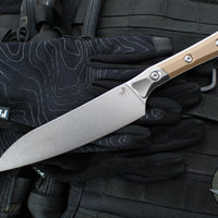 Microtech Cutlery- Utility 6"- Titanium Bolster- Coyote Tan G-10 Handle- Stonewash Blade 3400B-10 CE