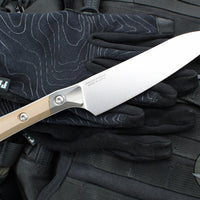 Microtech Cutlery- Utility 6"- Titanium Bolster- Coyote Tan G-10 Handle- Stonewash Blade 3400B-10 CE