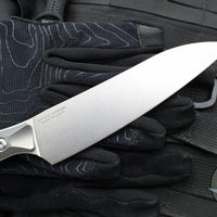 Microtech Cutlery- Utility 6"- Titanium Bolster- Coyote Tan G-10 Handle- Stonewash Blade 3400B-10 CE