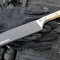 Microtech Cutlery- Utility 6"- Titanium Bolster- Coyote Tan G-10 Handle- Stonewash Blade 3400B-10 CE