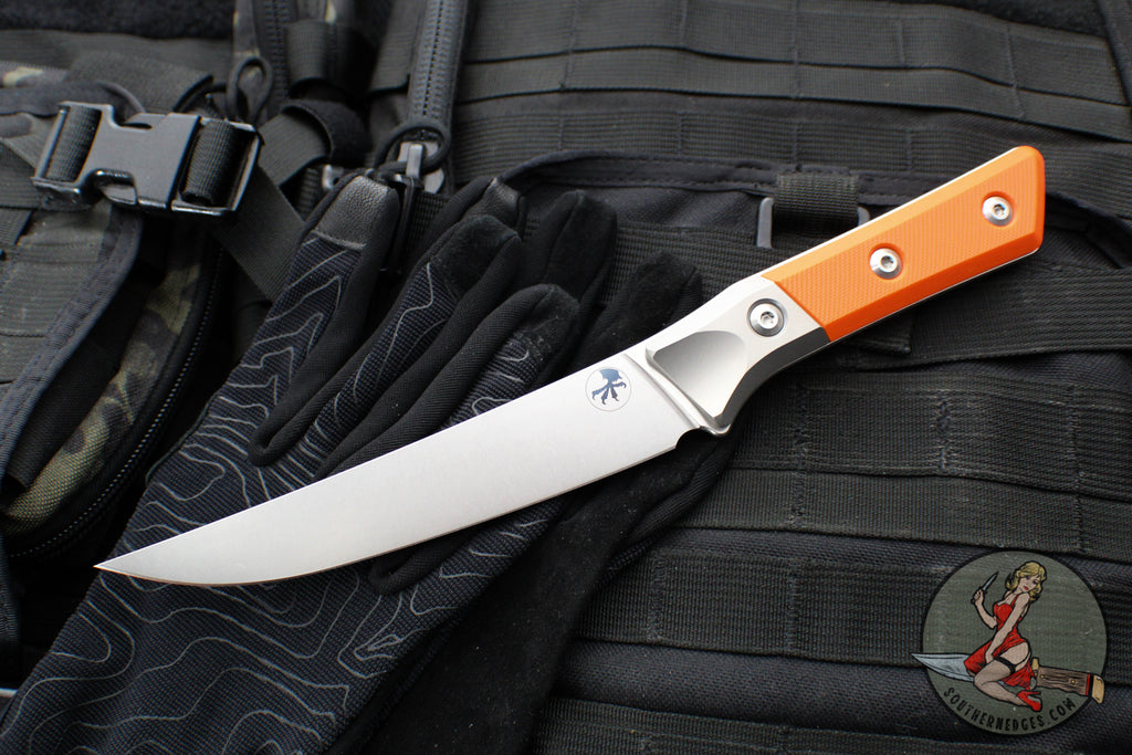 Microtech Cutlery- Boning Knife 6.125"- Titanium Bolster- Ember G-10 Handle- Stonewash Blade 3100B-10 EM