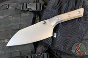 Microtech Cutlery- Santoku 6"- Bead Blast Titanium Bolster- Coyote Tan G-10 Handles- Stonewash Blade 3200B-10