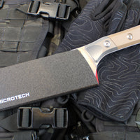 Microtech Cutlery- Santoku 6"- Bead Blast Titanium Bolster- Coyote Tan G-10 Handles- Stonewash Blade 3200B-10