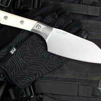 Microtech Cutlery- Santoku 6"- Bead Blast Titanium Bolster- Various G-10 Handles- Stonewash Blade 3200B-10