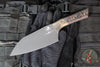 Microtech Cutlery- Santoku 6"- Bronze Bead Blast Titanium Bolster- Live Wire Carbon Fiber Handles- Stonewash Blade 3200B-1 DLCLWCFS