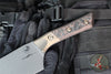 Microtech Cutlery- Santoku 6"- Bronze Bead Blast Titanium Bolster- Live Wire Carbon Fiber Handles- Stonewash Blade 3200B-1 DLCLWCFS