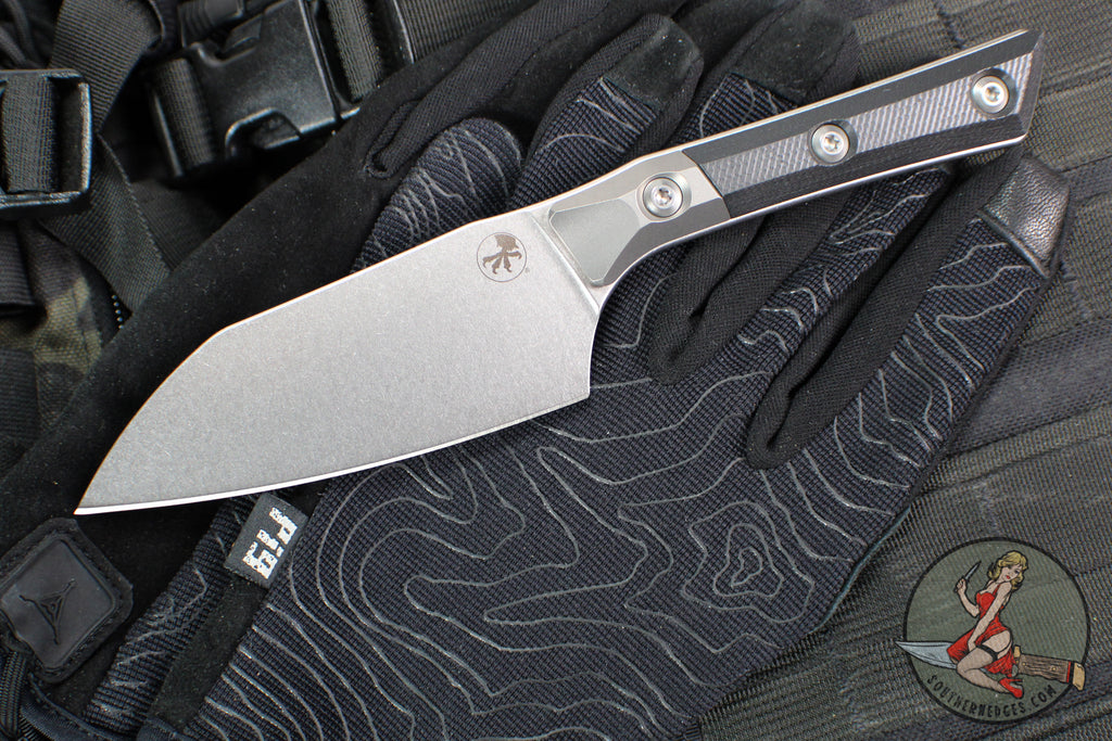 Microtech Cutlery- Santoku 4.2"- Bead Blast Titanium Bolster- Various G-10 Handle- Stonewash Blade 3300B-10