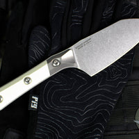 Microtech Cutlery- Santoku 4.2"- Bead Blast Titanium Bolster- Various G-10 Handle- Stonewash Blade 3300B-10