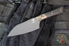 Microtech Cutlery- Santoku 4.2"- Bronze Bead Blast Titanium Bolster- Carbon Fiber Handle- Black DLC Blade 3300B-1 DLCCFS