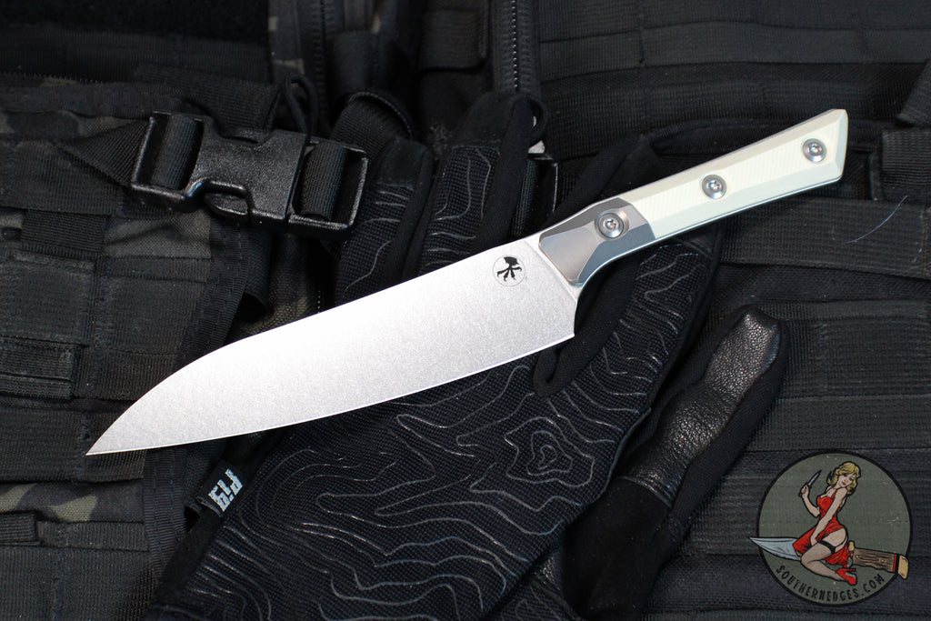Microtech Cutlery- Utility 6"- Titanium Bolster- Various G-10 Handles- Stonewash Blade 3400B-10