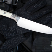 Microtech Cutlery- Utility 6"- Titanium Bolster- Various G-10 Handles- Stonewash Blade 3400B-10