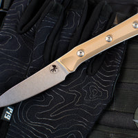 Microtech Cutlery- Pairing Knife 3.5"- Coyote Tan G-10 Handle- Stonewash Blade 3500-10 CE