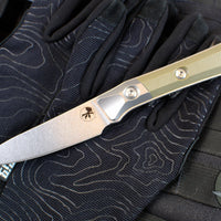 Microtech Cutlery- Pairing Knife 3.5"- Bead Blast Titanium Bolster- OD Green G-10 Handle- Stonewash Blade 3500B-10 OD