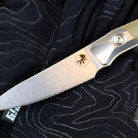Microtech Cutlery- Pairing Knife 3.5"- Bead Blast Titanium Bolster- OD Green G-10 Handle- Stonewash Blade 3500B-10 OD