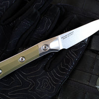 Microtech Cutlery- Pairing Knife 3.5"- Bead Blast Titanium Bolster- OD Green G-10 Handle- Stonewash Blade 3500B-10 OD