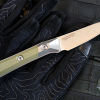 Microtech Cutlery- Pairing Knife 3.5"- Bead Blast Titanium Bolster- OD Green G-10 Handle- Stonewash Blade 3500B-10 OD