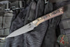 Microtech Cutlery- Pairing Knife 3.5"- Bronze Bead Blast Titanium Bolster- Live Wire Carbon Fiber Handles- Black DLC Blade 3500B-1 DLCLWCFS