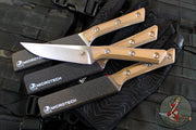 Microtech Cutlery- Steak Knife Set of Four 4.5"- Coyote Tan G-10 Handle- Stonewash Blade 3600-10 SETCE