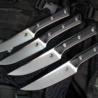 Microtech Cutlery- Steak Knife Set of Four 4.5"- Various G-10 Handles- Stonewash Blade 3600-10