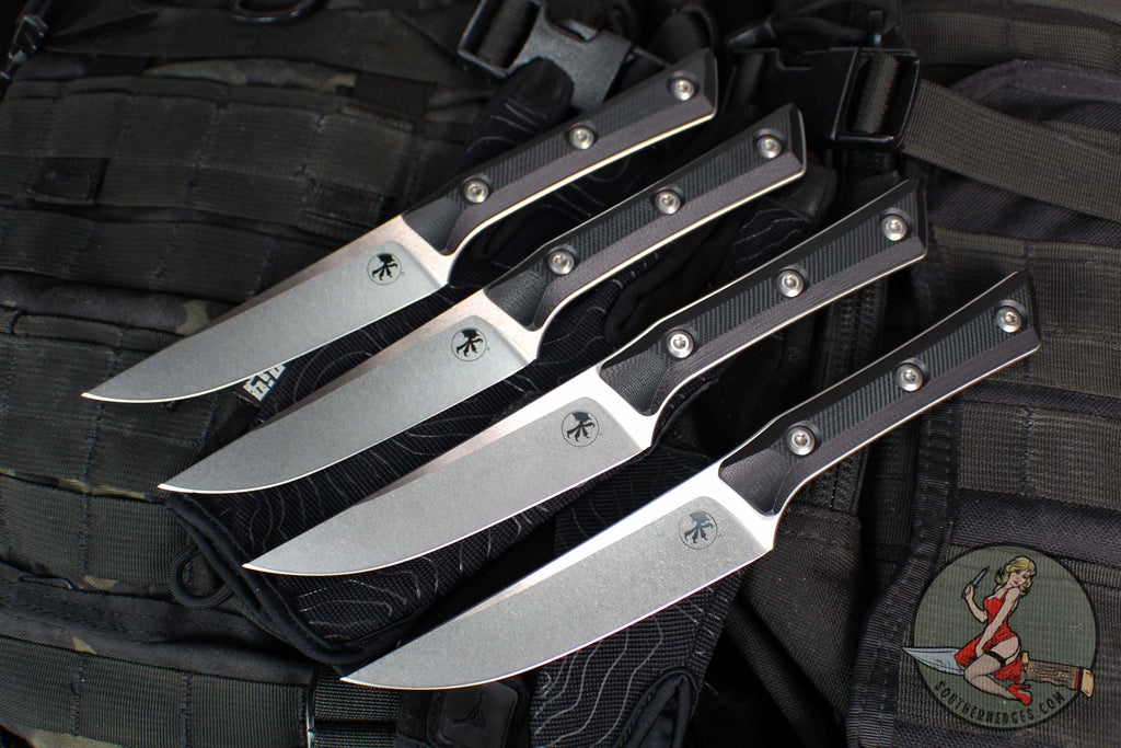 Microtech Cutlery- Steak Knife Set of Four 4.5"- Various G-10 Handles- Stonewash Blade 3600-10