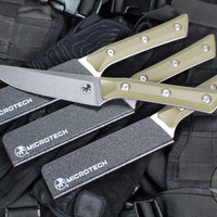 Microtech Cutlery- Steak Knife Set of Four 4.5"- Various G-10 Handles- Stonewash Blade 3600-10
