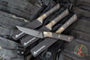 Microtech Cutlery- Steak Knife Set of Four 4.5"- Bronze Titanium Bolster- Carbon Fiber Handles- Black DLC Blade 3600B-1 SETDLCCFS