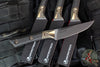 Microtech Cutlery- Steak Knife Set of Four 4.5"- Bronze Titanium Bolster- Carbon Fiber Handles- Black DLC Blade 3600B-1 SETDLCCFS