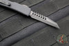 Microtech UTX-70 OTF Knife- Warhound Edge- Shadow- Black Handle With Deep Etched Logo- Black DLC Plain Edge Blade 419W-1 DLCTSH