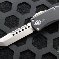 Microtech Hera OTF Knife- Hellhound Edge- Black Handle- Stonewash Standard 919-10 S