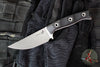 Microtech Akris Fixed Blade- Black G-10 Handle- Stonewash Plain Edge Blade- Dark Chocolate Leather Sheath 95-10BK-1